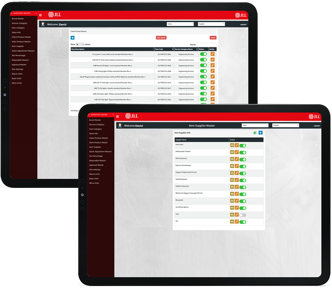 admin panel inventory management